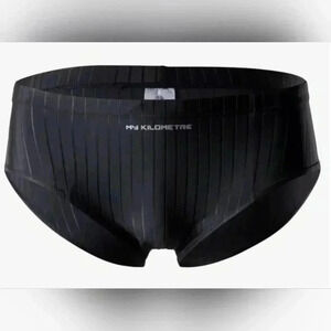 MY KILOMETER MEN ATHLETIC SWIMWEAR BRIEFS TRUNKS PURE BLACK NWT 3XL
